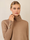 APART Oversized Pullover mit Rollkragen und Schmuckknöpfen | camel