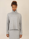 APART Oversized Pullover mit Rollkragen und Schmuckknöpfen | graumeliert