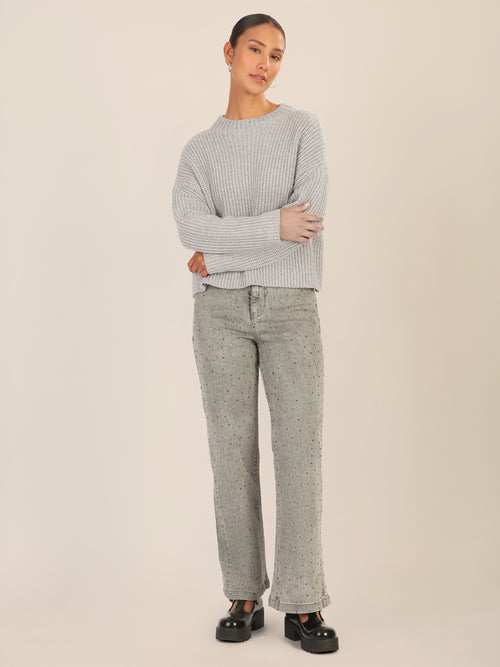 APART Oversized Pullover mit Strukturmuster | graumeliert image 1