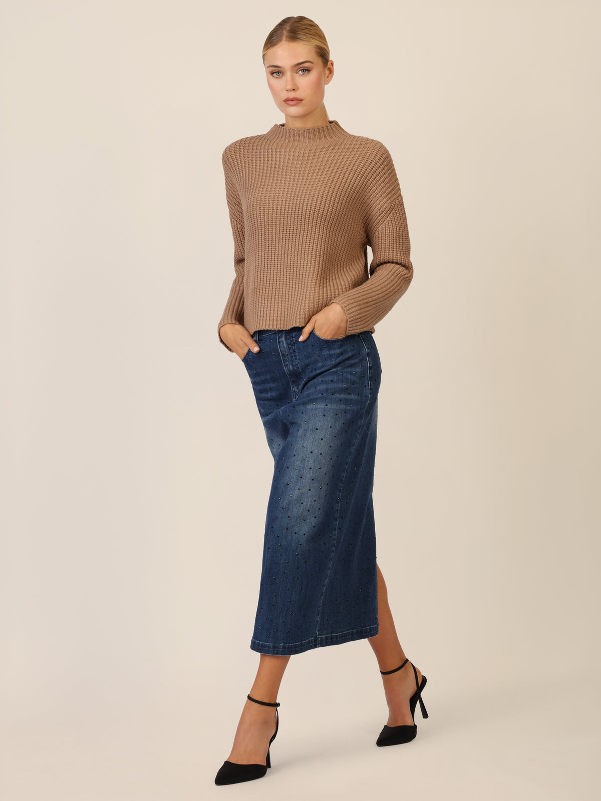 APART Oversized Pullover mit Strukturmuster | camel