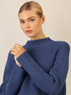 APART Oversized Pullover mit Strukturmuster | mittelblau