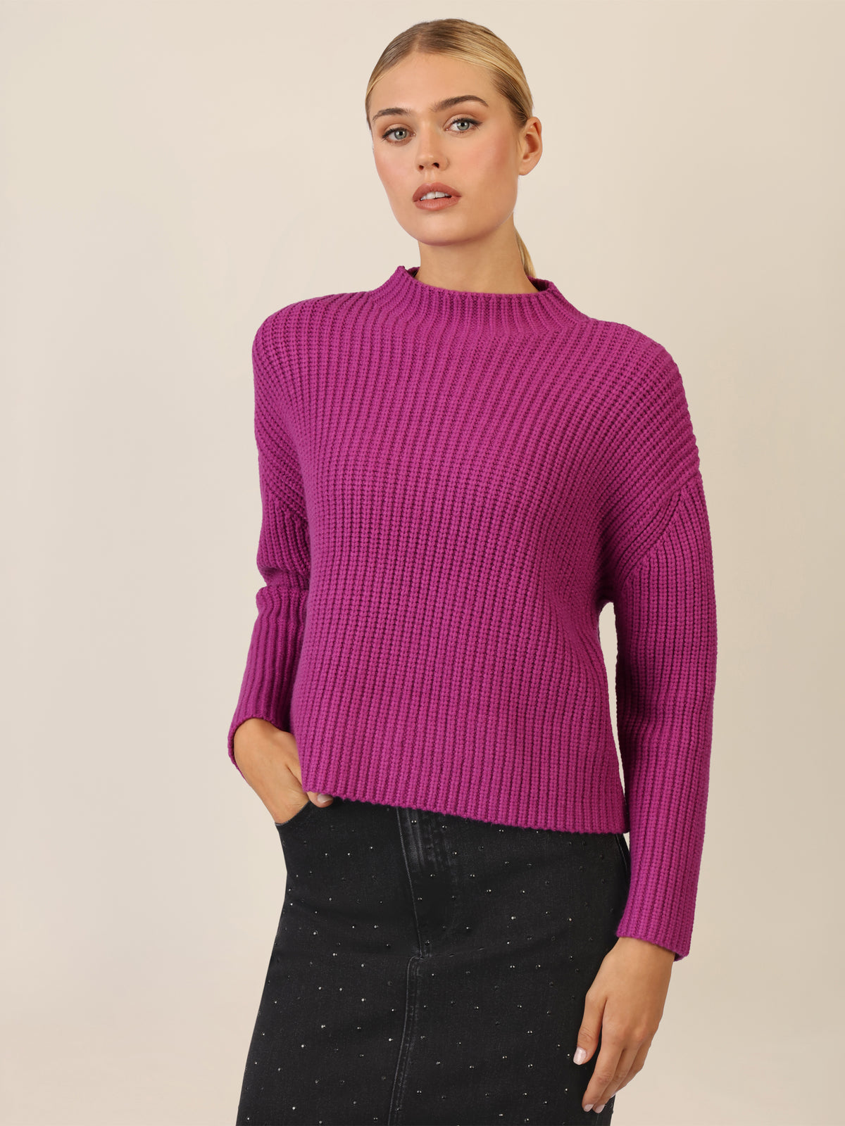 APART Oversized Pullover mit Strukturmuster | lila