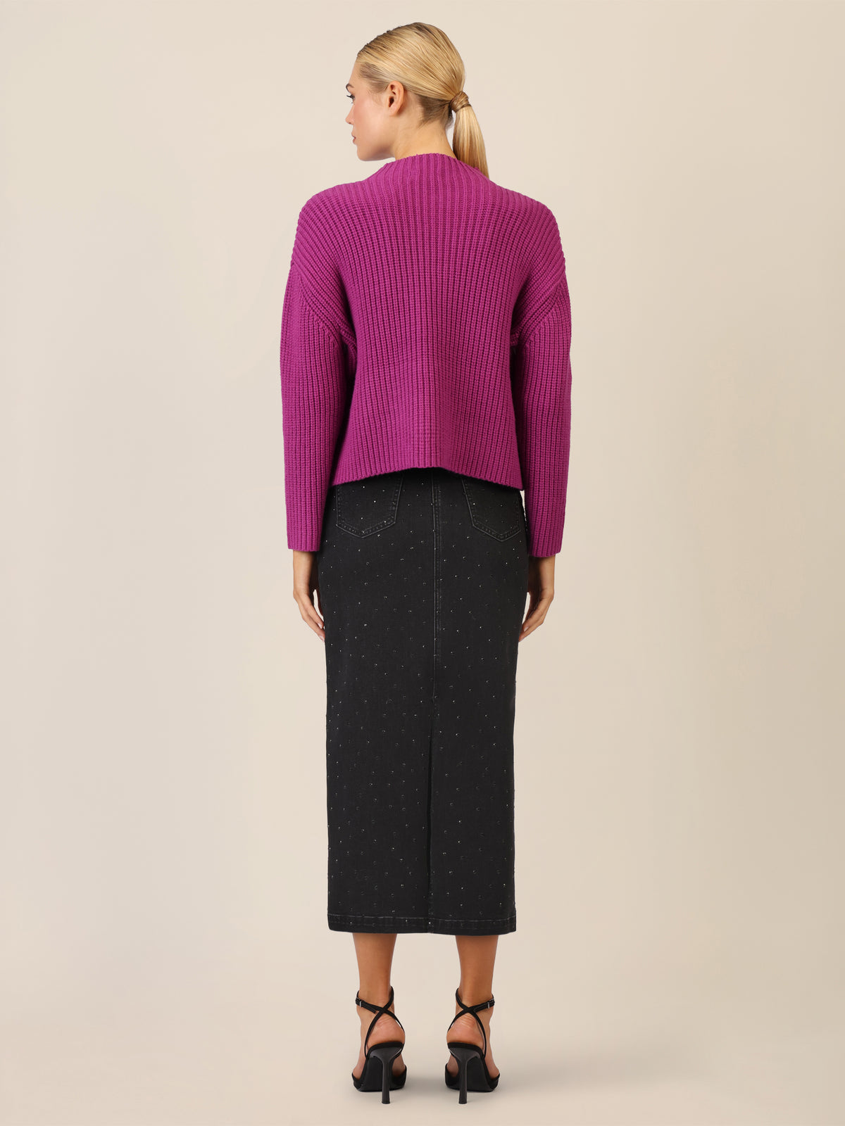 APART Oversized Pullover mit Strukturmuster | lila