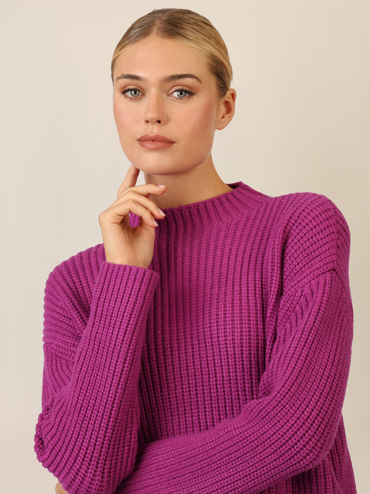 APART Oversized Pullover mit Strukturmuster | lila