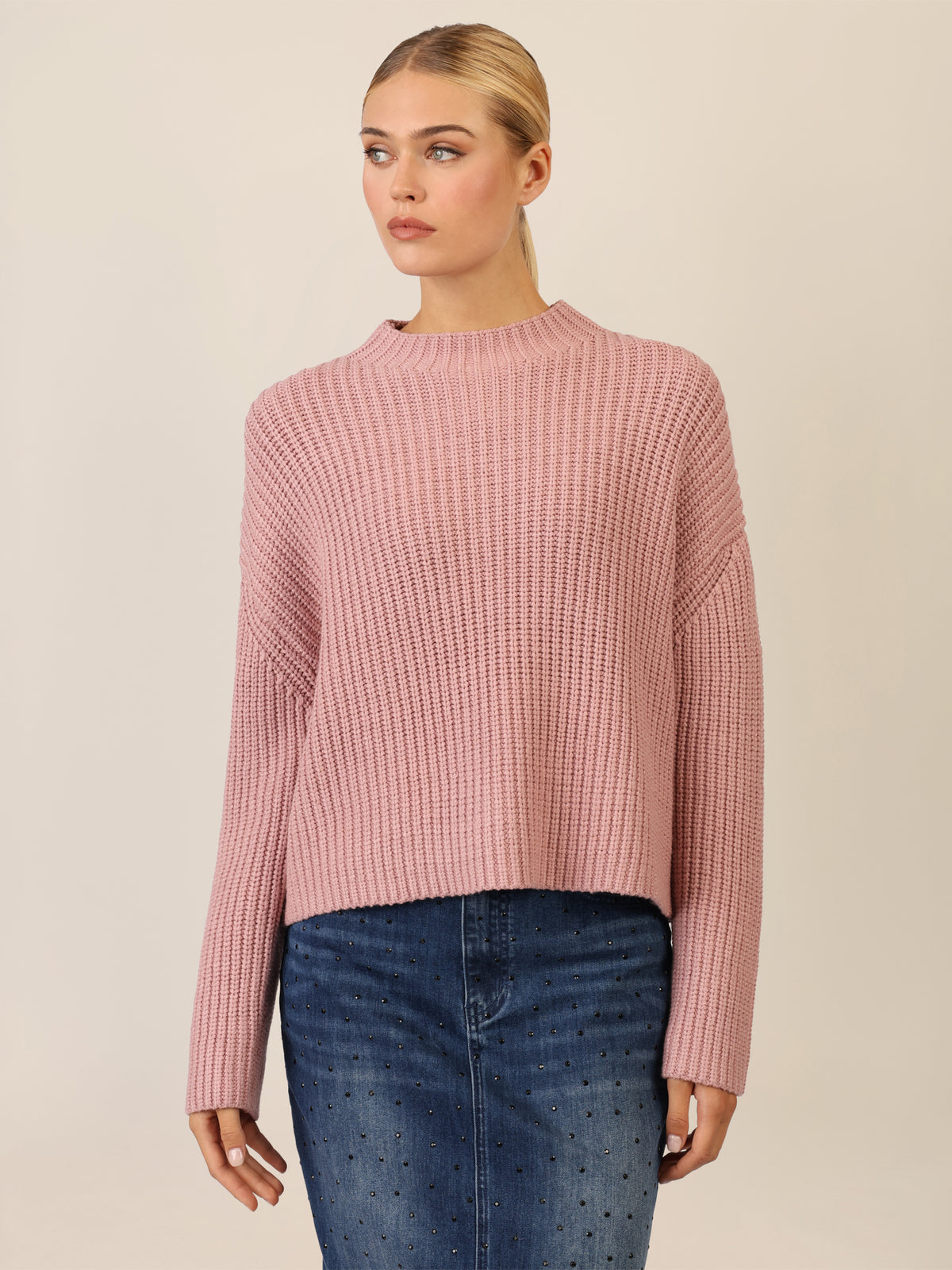 APART Oversized Pullover mit Strukturmuster | mauve