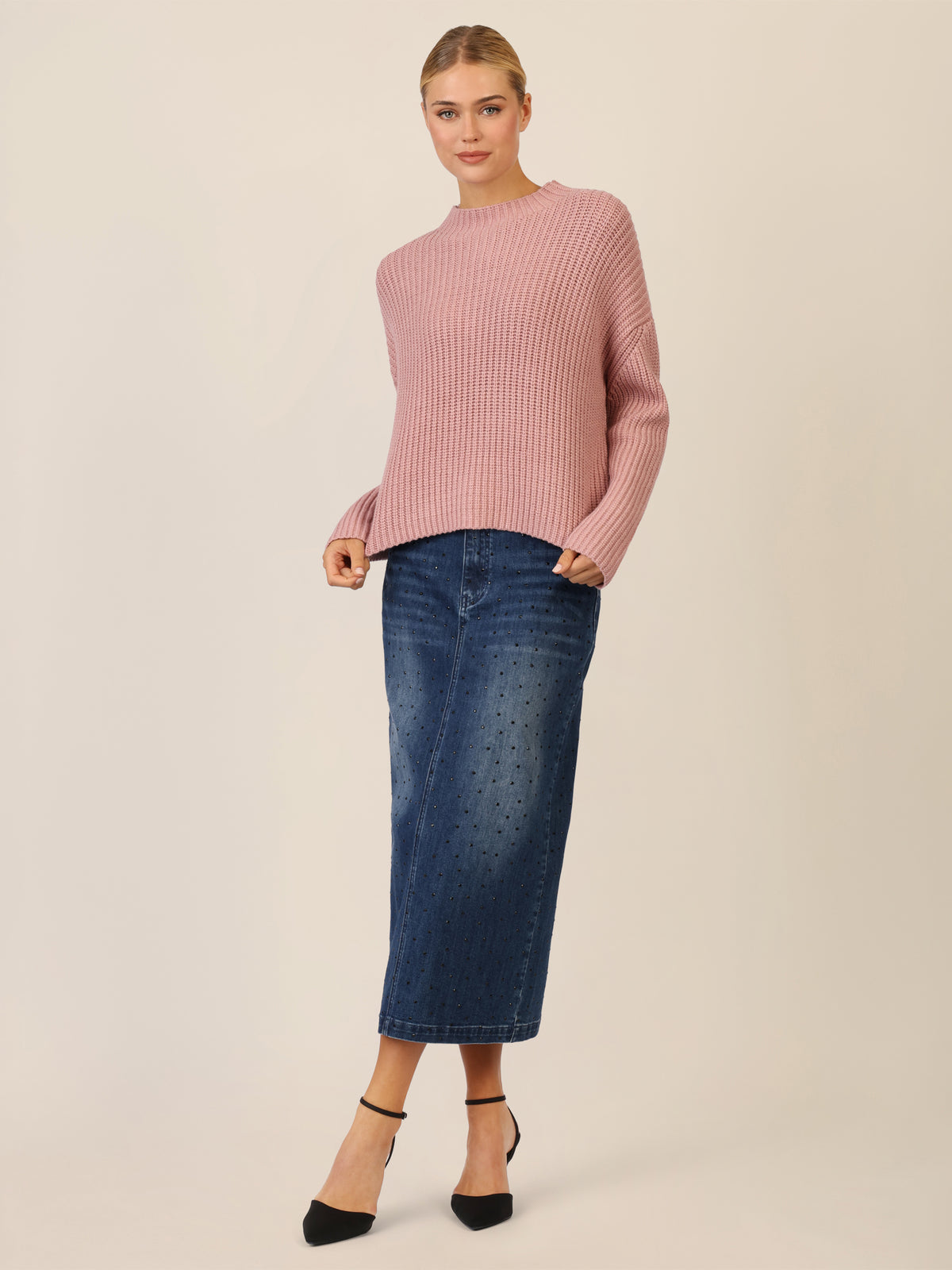 APART Oversized Pullover mit Strukturmuster | mauve