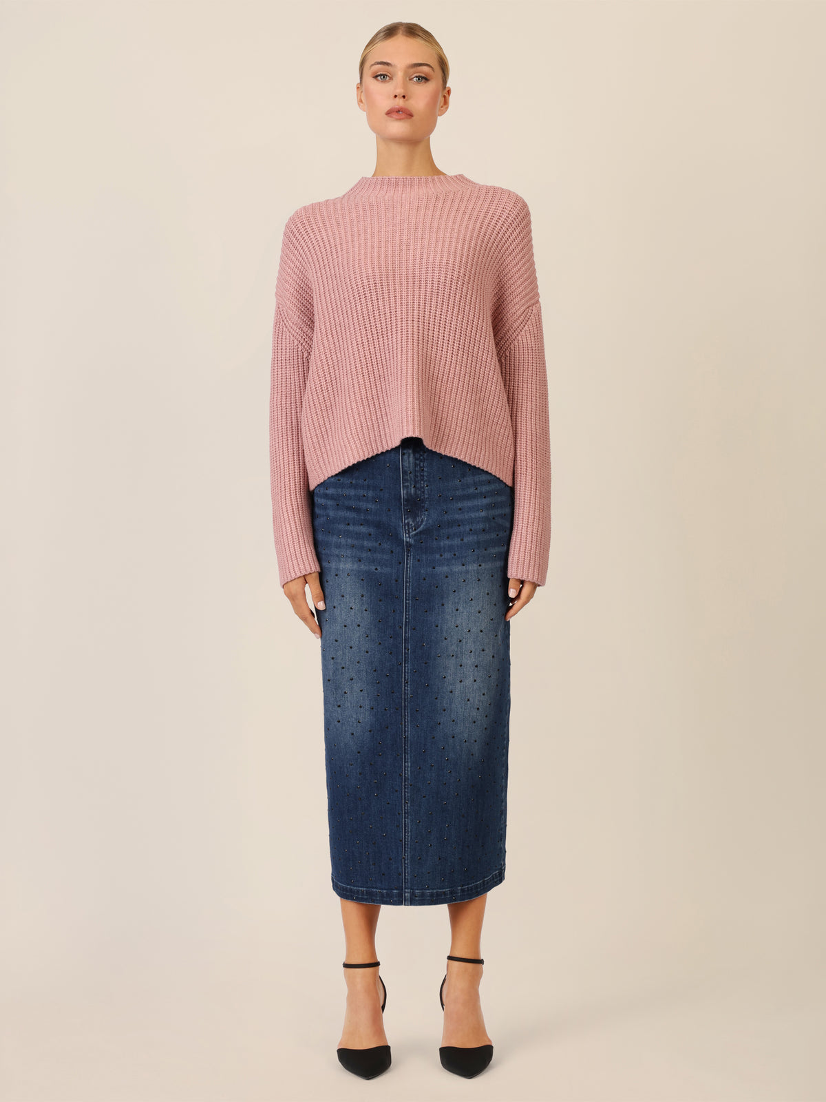 APART Oversized Pullover mit Strukturmuster | mauve