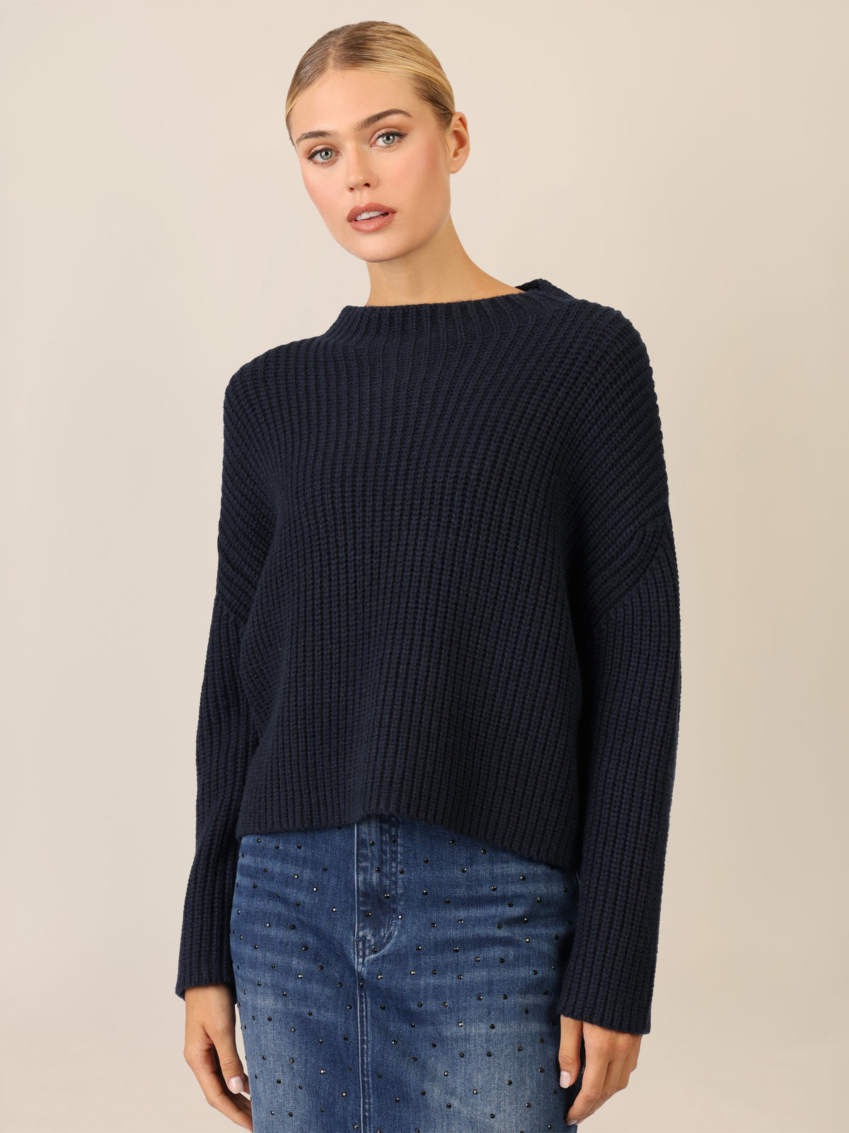 APART Oversized Pullover mit Strukturmuster | nachtblau