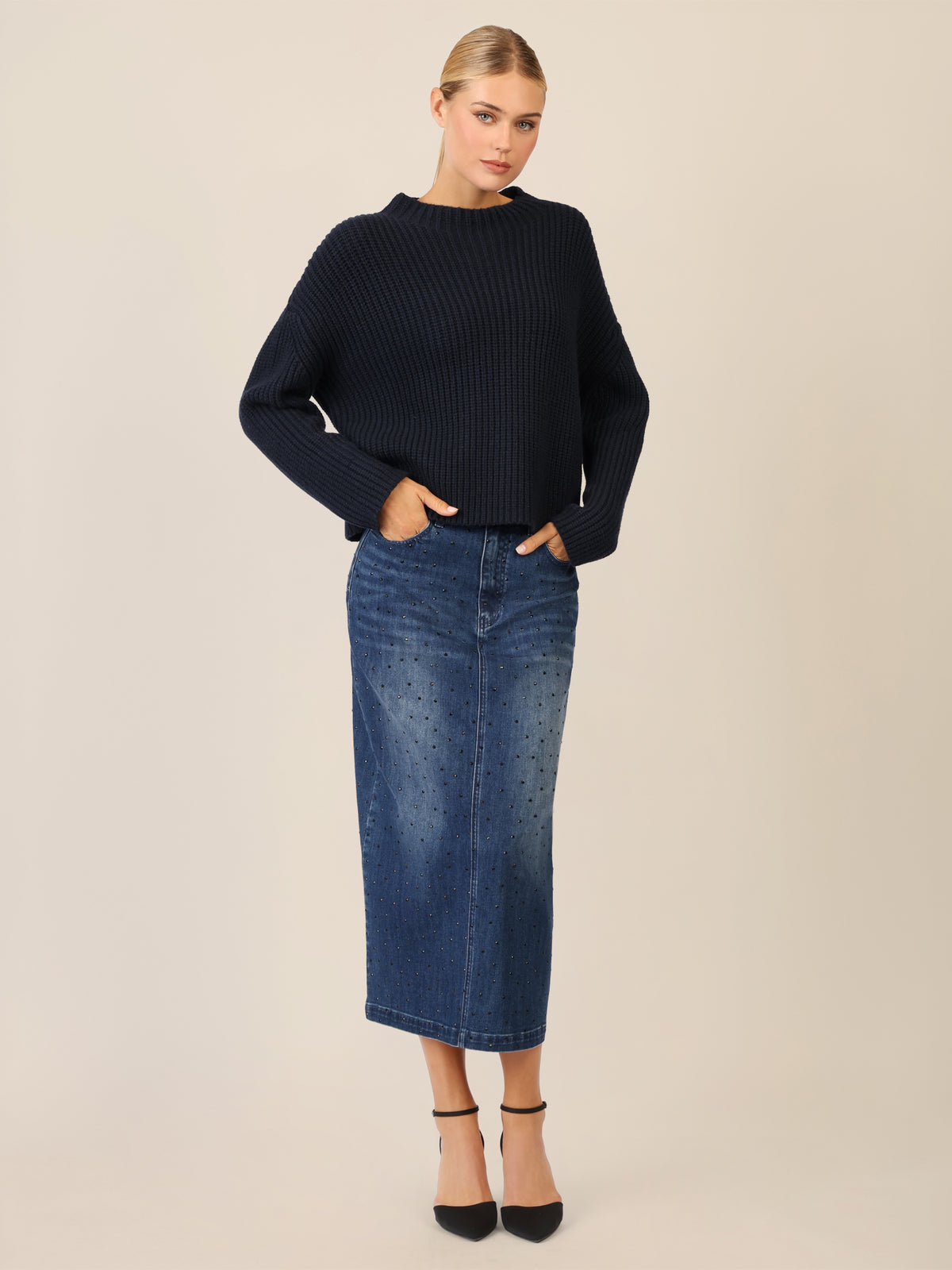 APART Oversized Pullover mit Strukturmuster | nachtblau