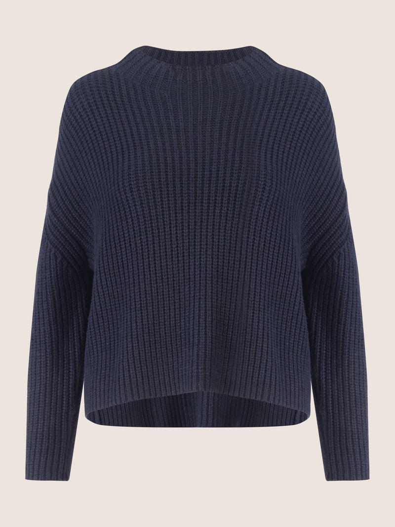 APART Oversized Pullover mit Strukturmuster | nachtblau