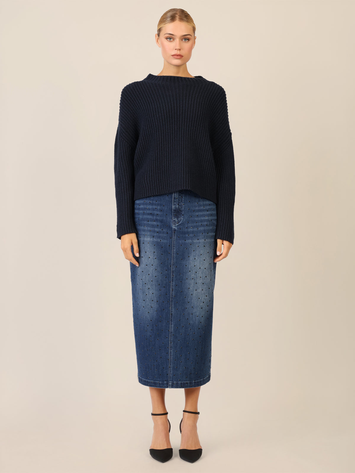 APART Oversized Pullover mit Strukturmuster | nachtblau