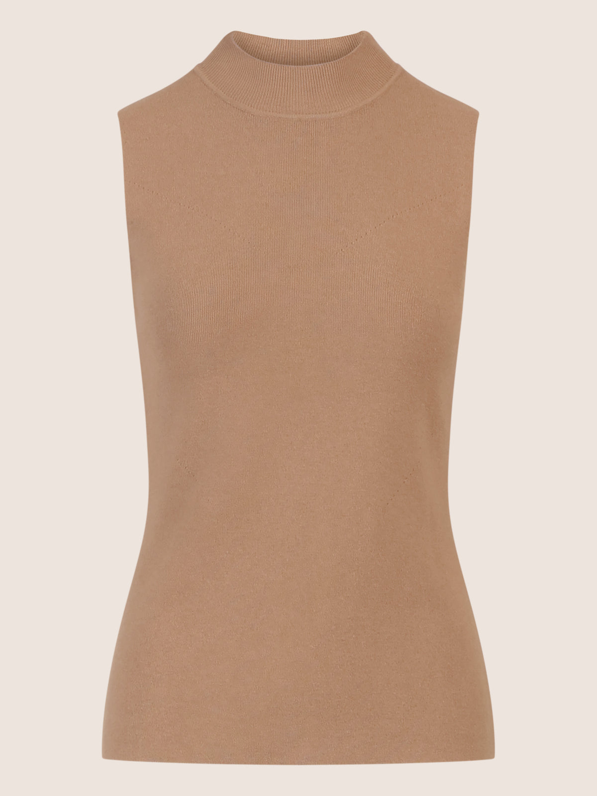 APART Stricktop mit Stehkragen und Ärmellos-Design | camel