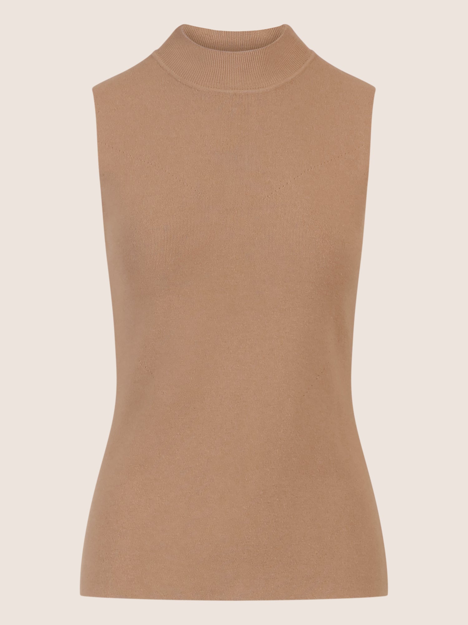 APART Stricktop mit Stehkragen und Ärmellos-Design | camel