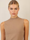 APART Stricktop mit Stehkragen und Ärmellos-Design | camel