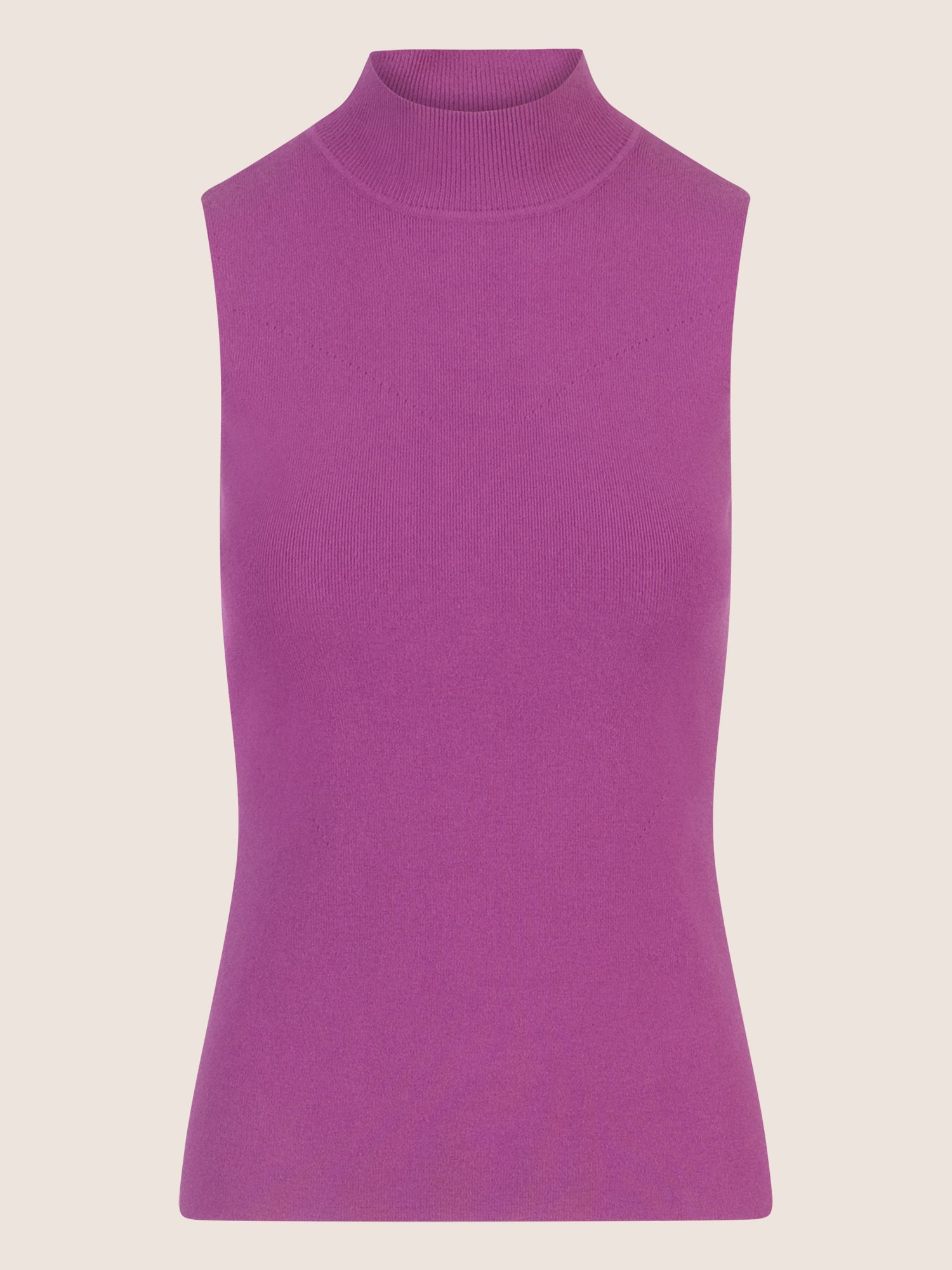 APART Stricktop mit Stehkragen und Ärmellos-Design | lila