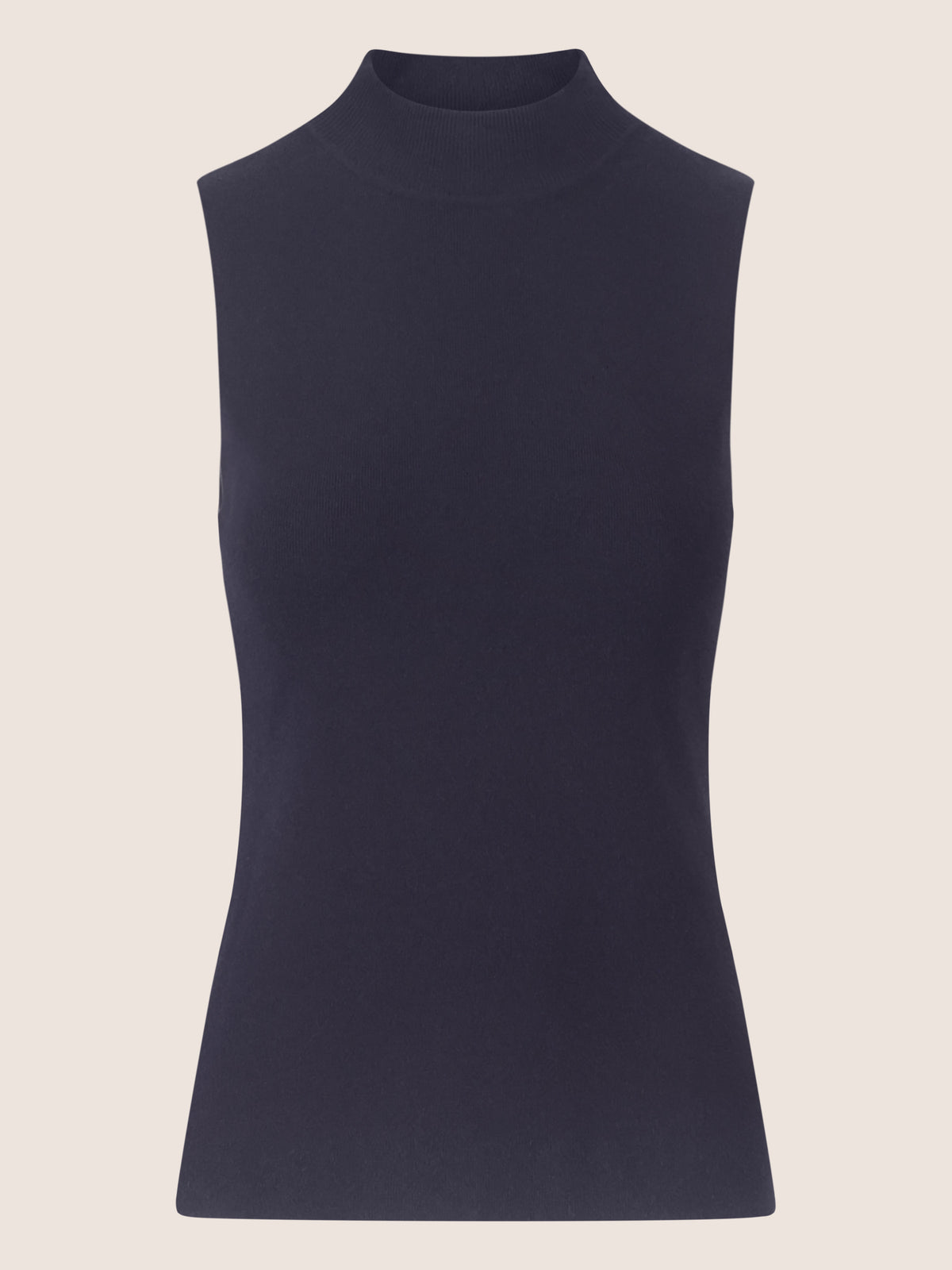 APART Stricktop mit Stehkragen und Ärmellos-Design | nachtblau