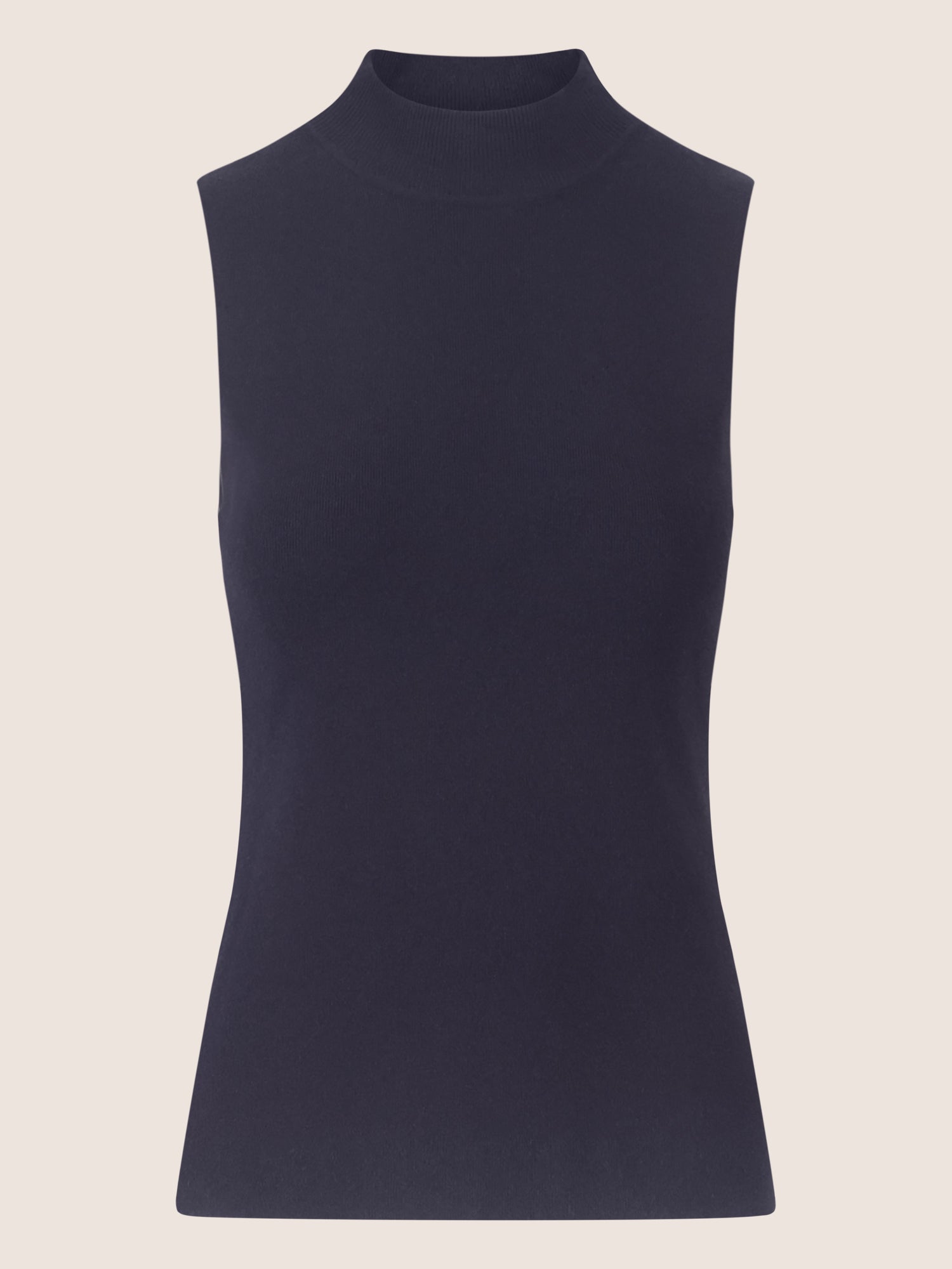 APART Stricktop mit Stehkragen und Ärmellos-Design | nachtblau