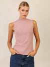 APART Stricktop mit Stehkragen und Ärmellos-Design | mauve