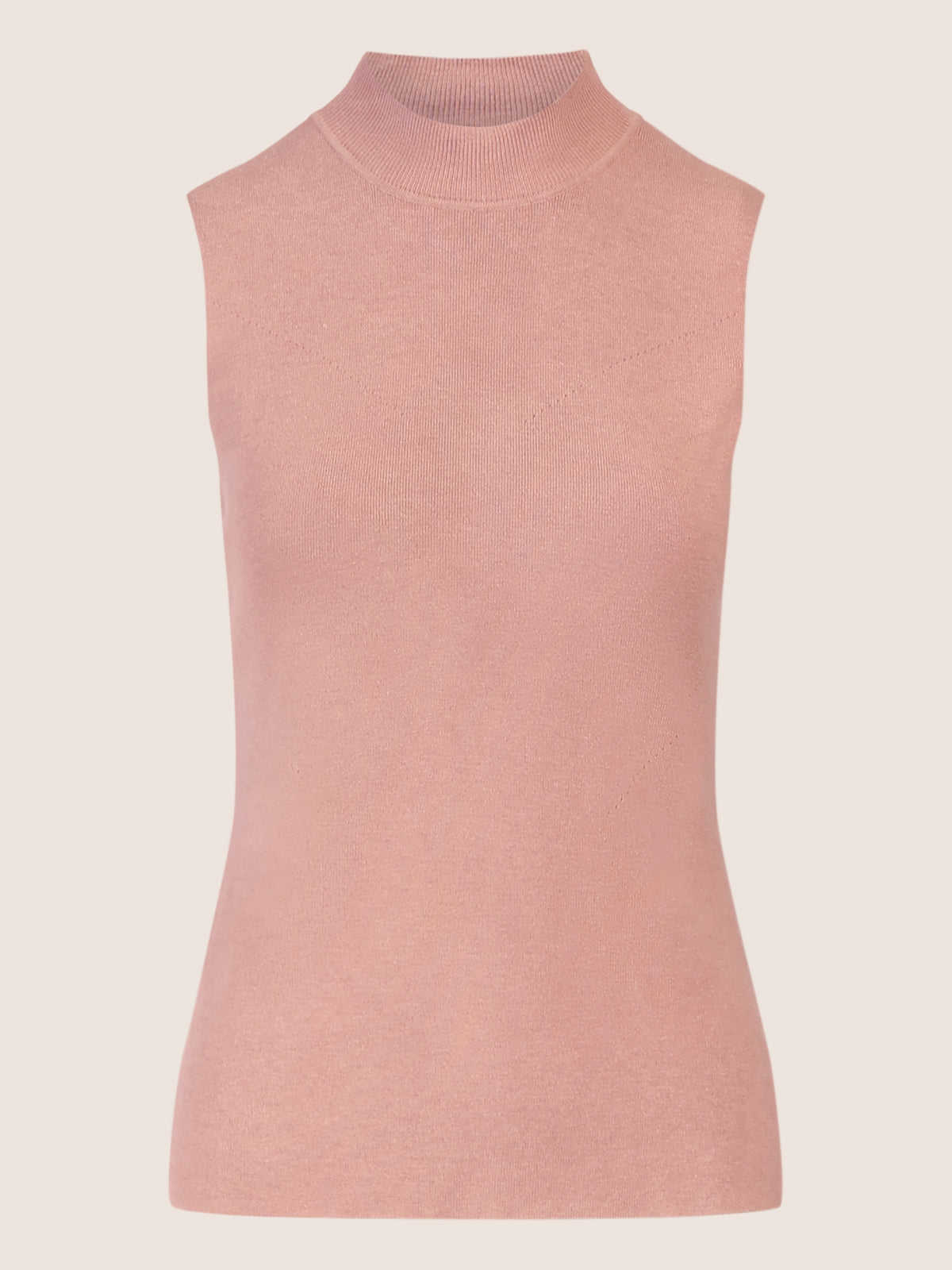 APART Stricktop mit Stehkragen und Ärmellos-Design | mauve