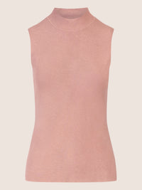 APART Stricktop mit Stehkragen und Ärmellos-Design | mauve