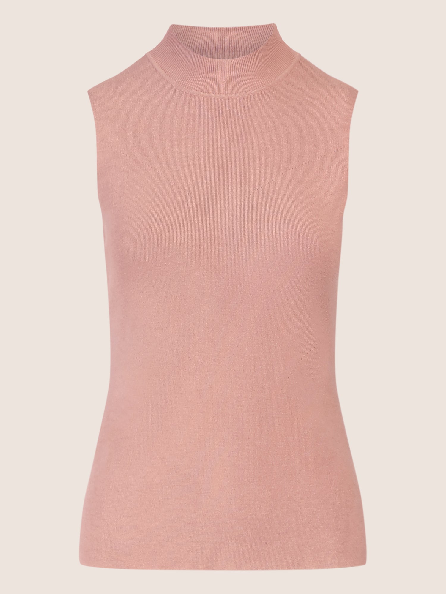 APART Stricktop mit Stehkragen und Ärmellos-Design | mauve