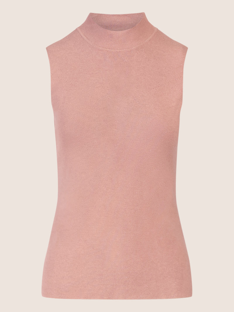 APART Stricktop mit Stehkragen und Ärmellos-Design | mauve