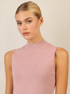 APART Stricktop mit Stehkragen und Ärmellos-Design | mauve