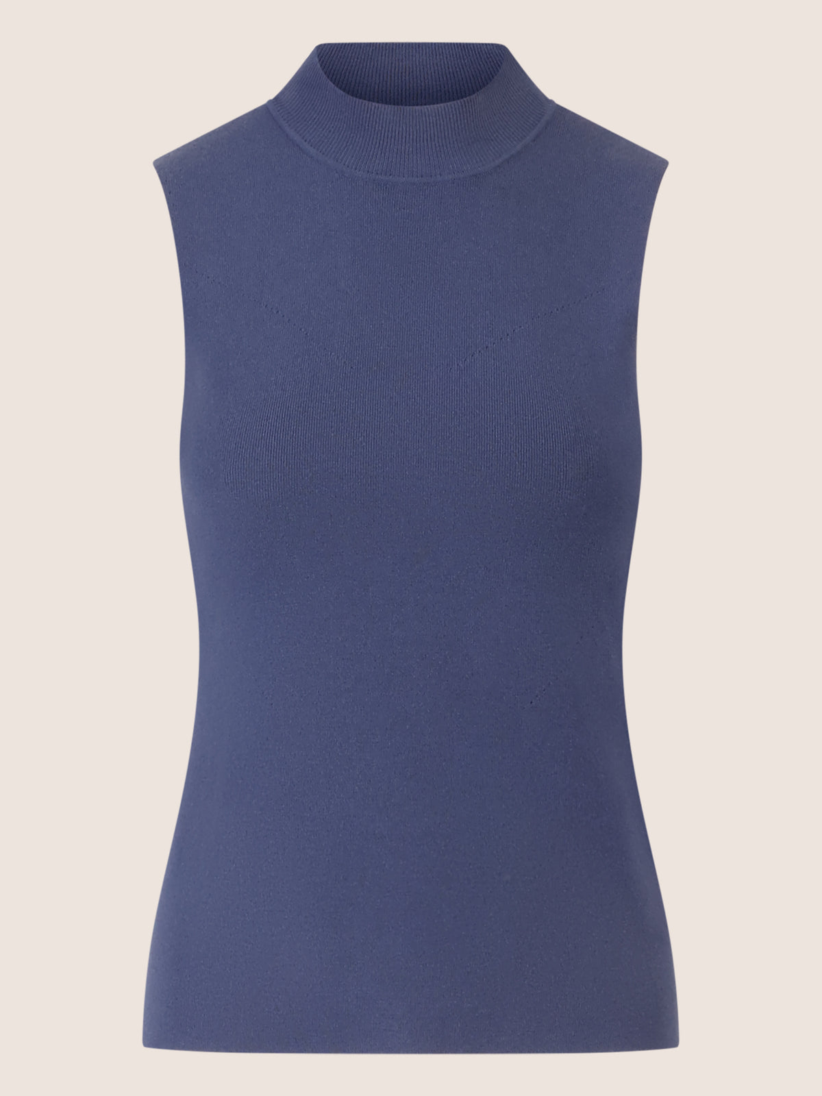 APART Stricktop mit Stehkragen und Ärmellos-Design | mittelblau