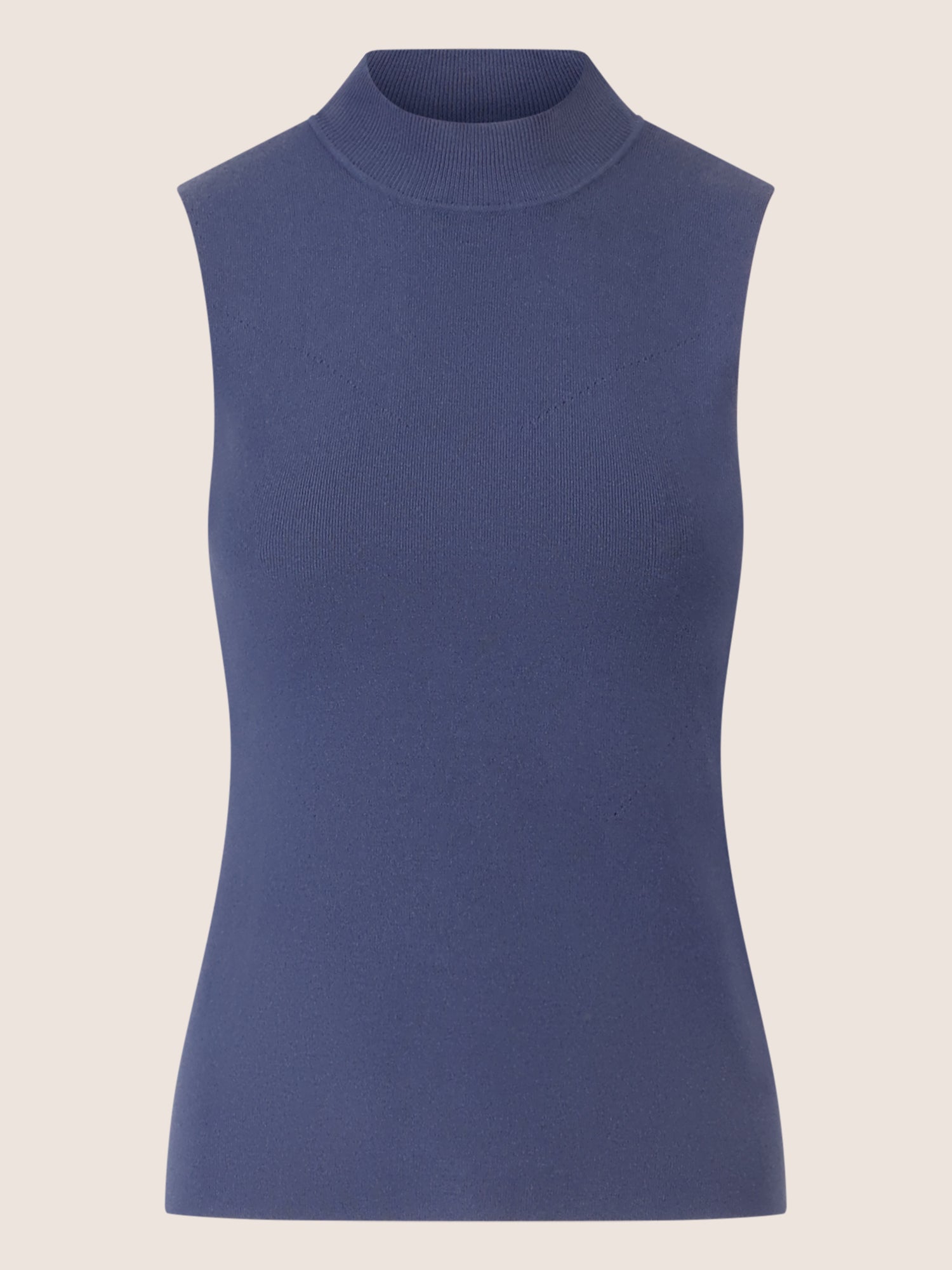 APART Stricktop mit Stehkragen und Ärmellos-Design | mittelblau