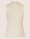 APART Stricktop mit Stehkragen und Ärmellos-Design | creme