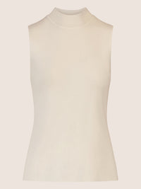 APART Stricktop mit Stehkragen und Ärmellos-Design | creme
