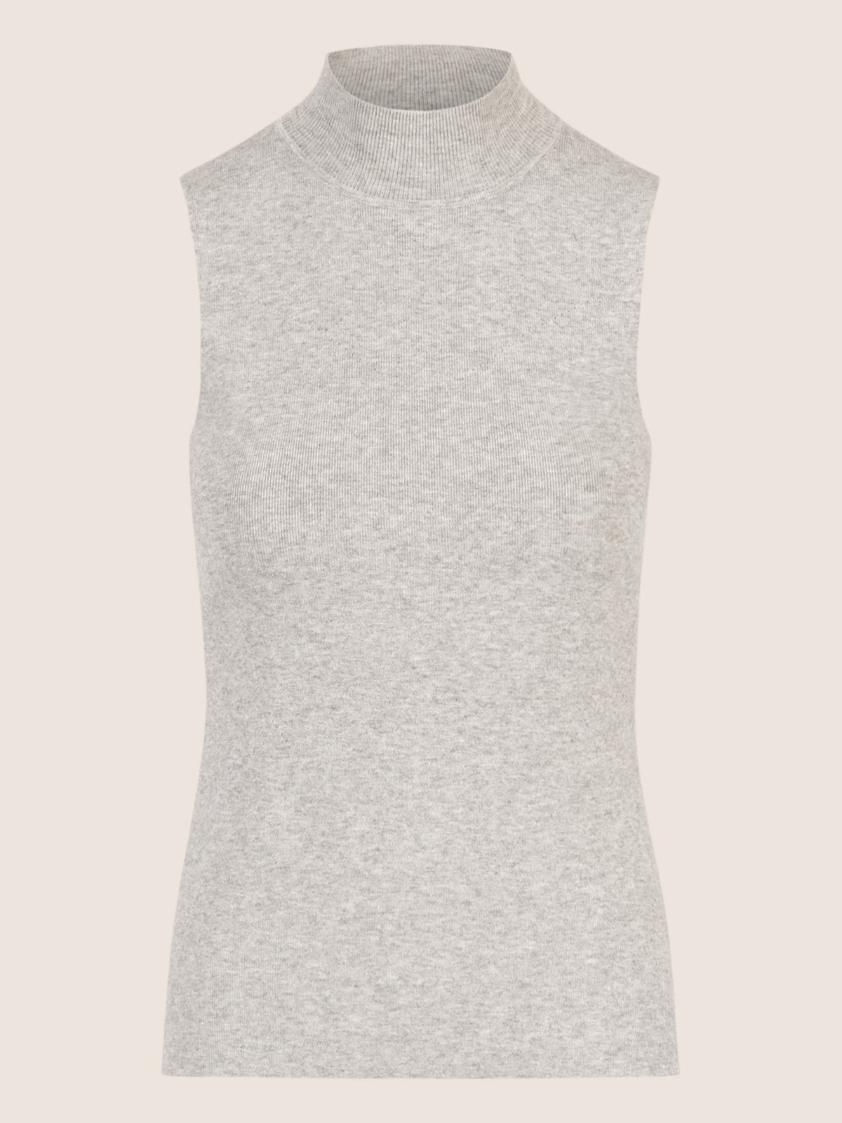 APART Stricktop mit Stehkragen und Ärmellos-Design | graumeliert