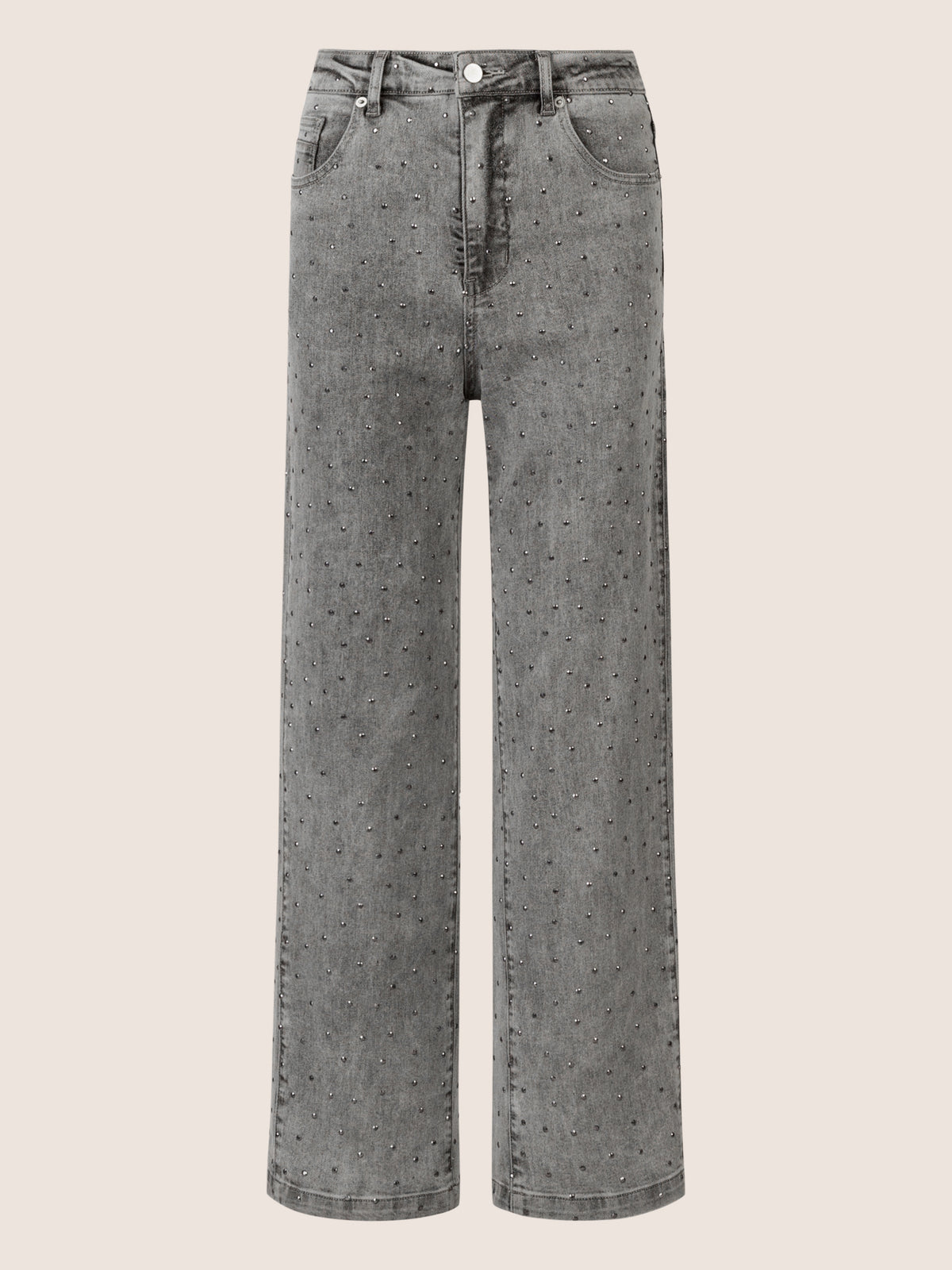 APART Weite Jeans mit Kristallsteinen in Stone- washed Optic | grau