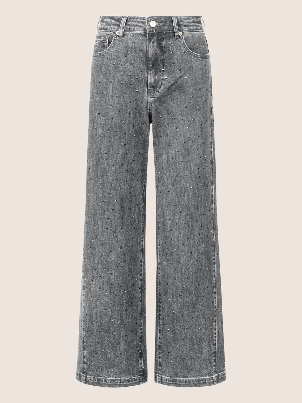 APART Weite Jeans mit Kristallsteinen in Stone- washed Optic | grau