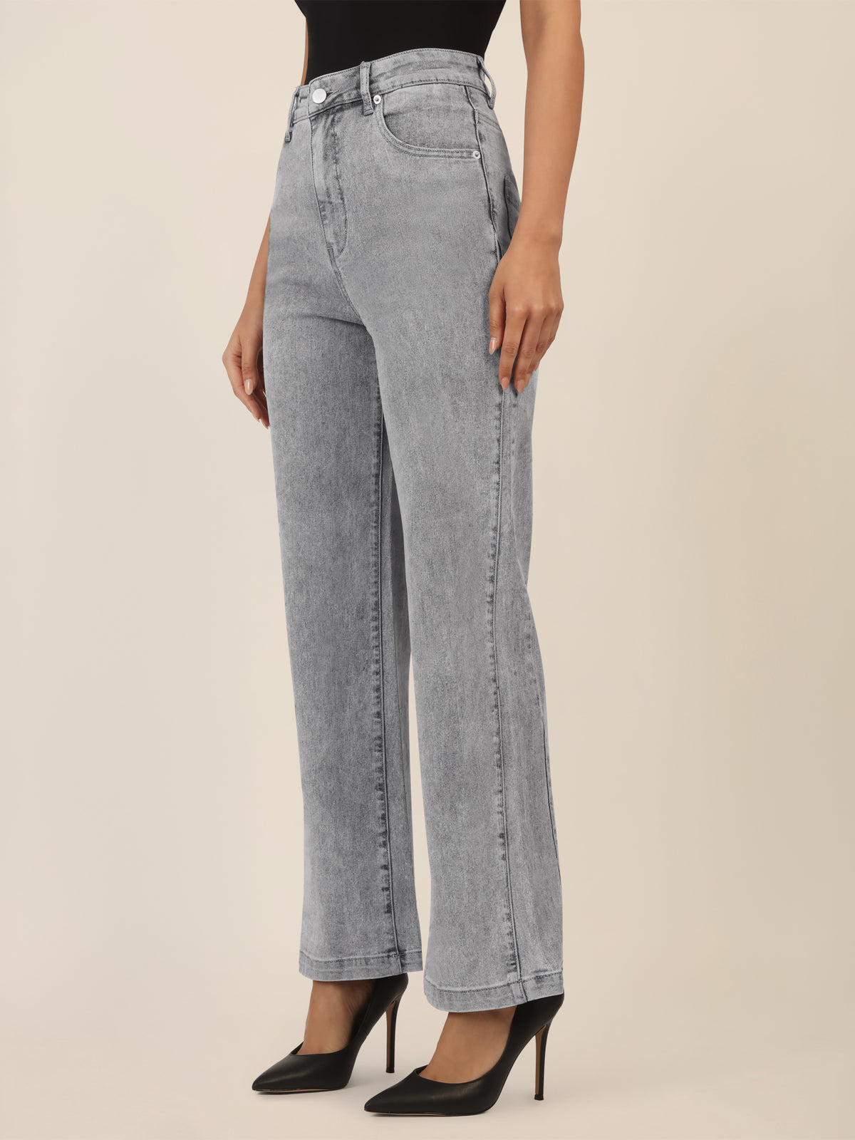 APART Weite Jeans mit geradem Bein | grau