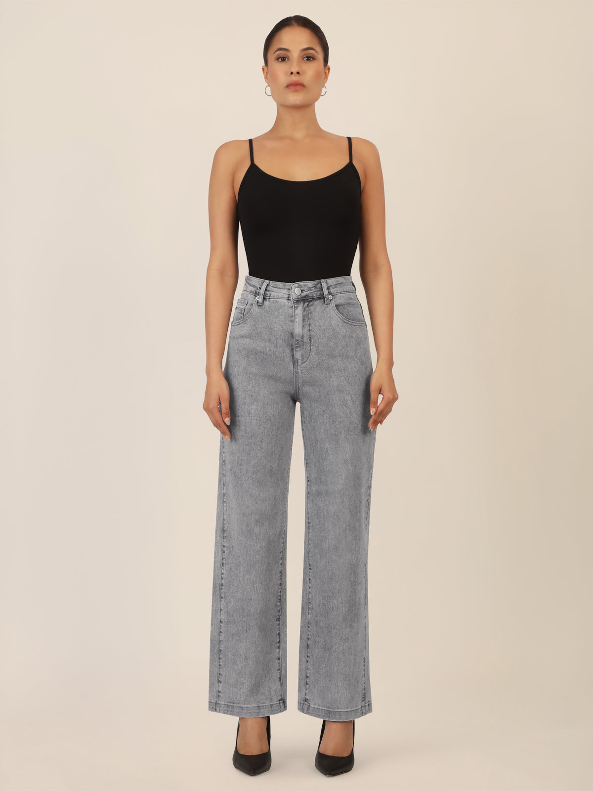 APART Weite Jeans mit geradem Bein | grau