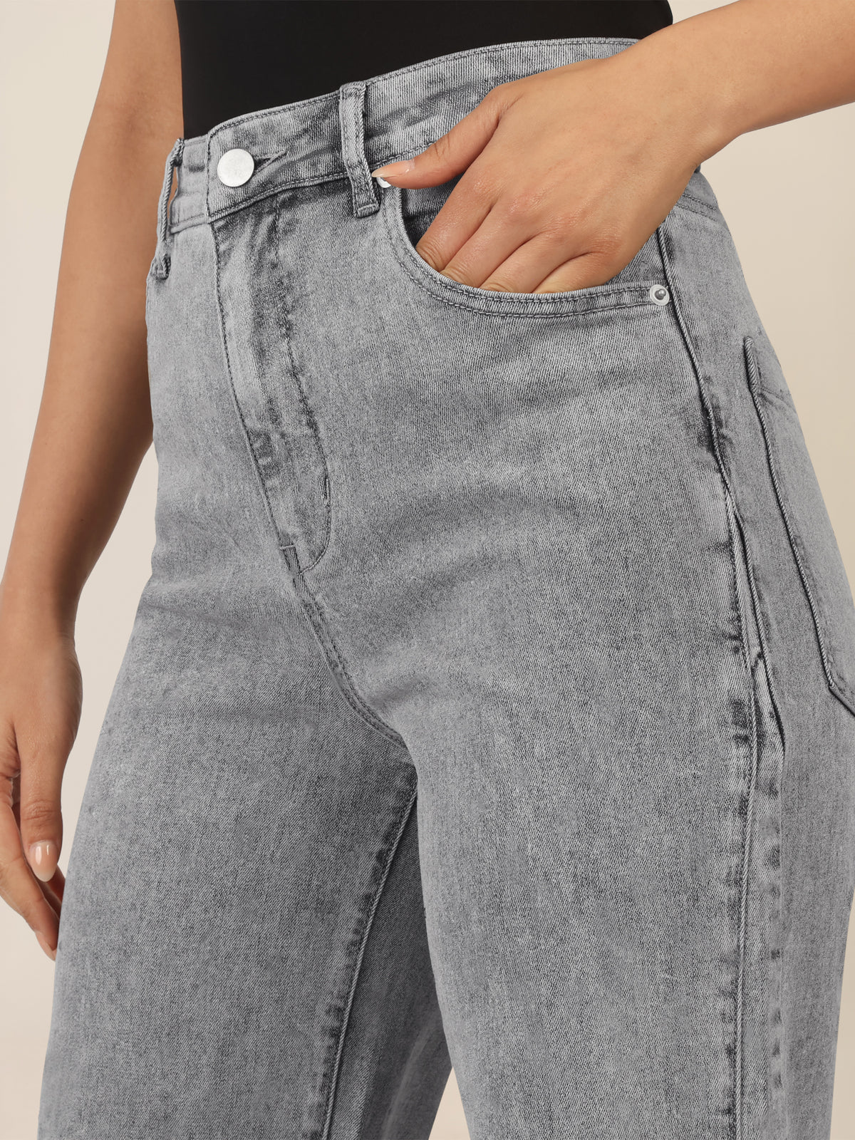 APART Weite Jeans mit geradem Bein | grau