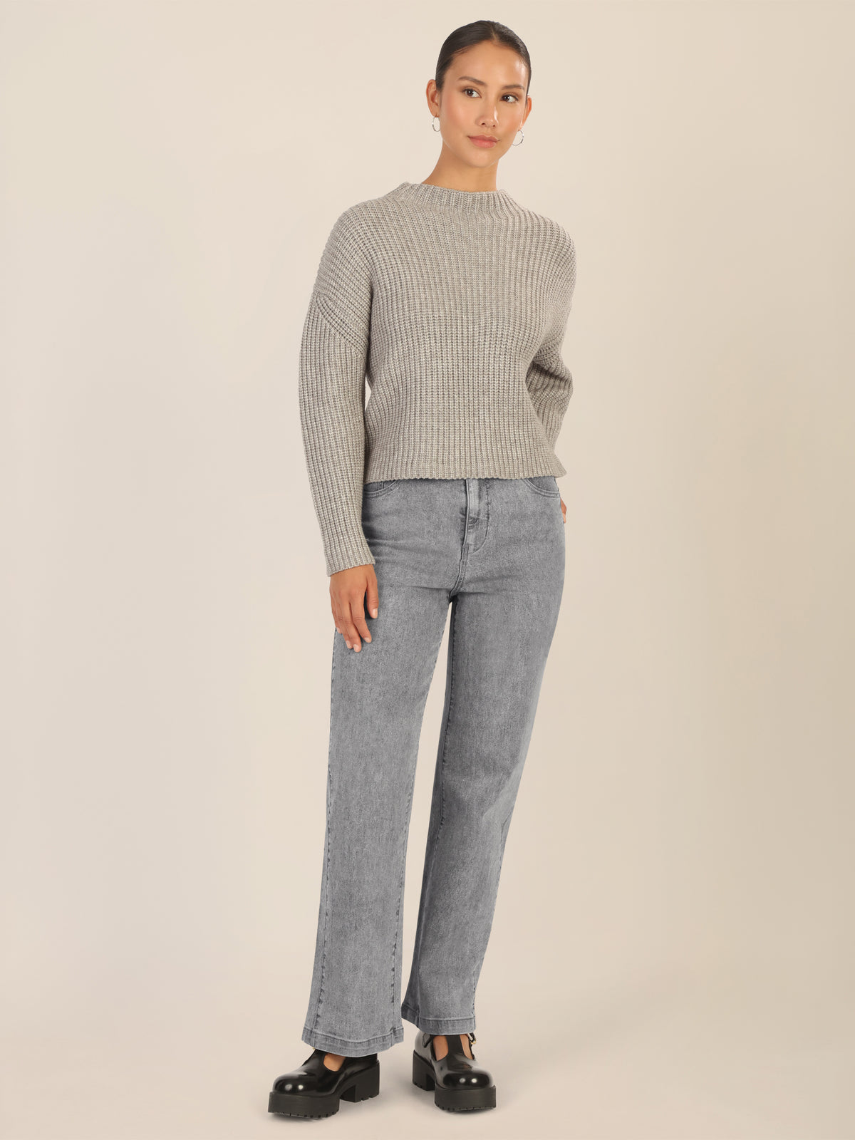 APART Weite Jeans mit geradem Bein | grau