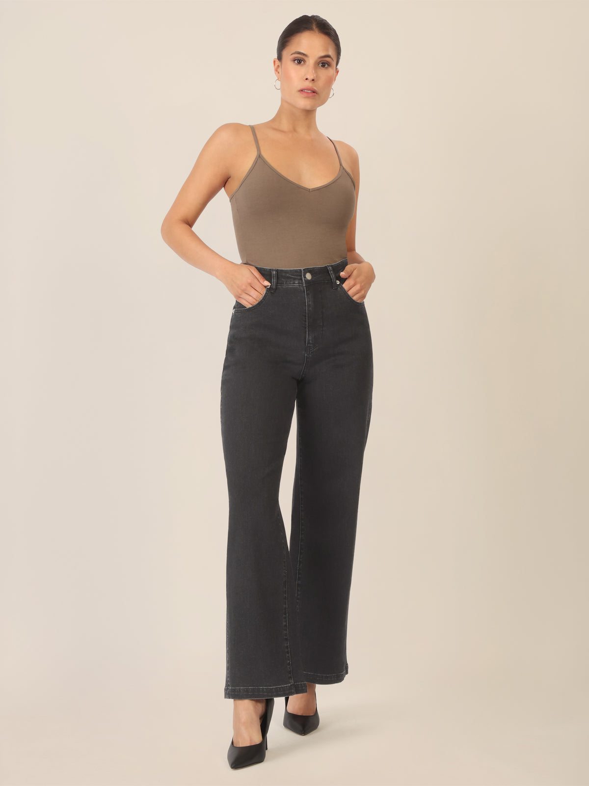 APART Weite Jeans mit geradem Bein | schwarz