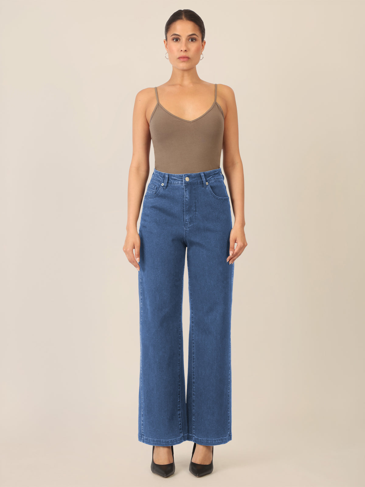 APART Weite Jeans mit geradem Bein | mittelblau