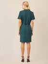 APART Strickkleid mit Gürtel und Stehkragen | dunkelgrün