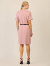 APART Strickkleid mit Gürtel und Stehkragen | mauve