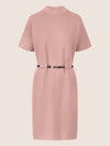 APART Strickkleid mit Gürtel und Stehkragen | mauve