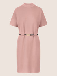 APART Strickkleid mit Gürtel und Stehkragen | mauve