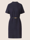 APART Strickkleid mit Gürtel und Stehkragen | nachtblau