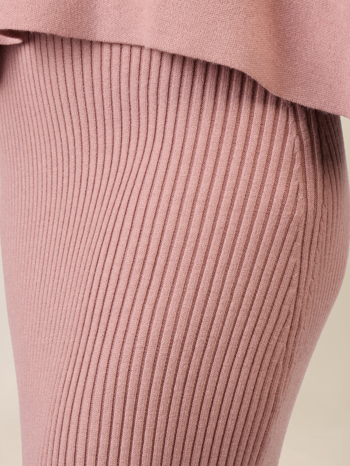 APART Rippenstrickrock in Midi Länge | mauve