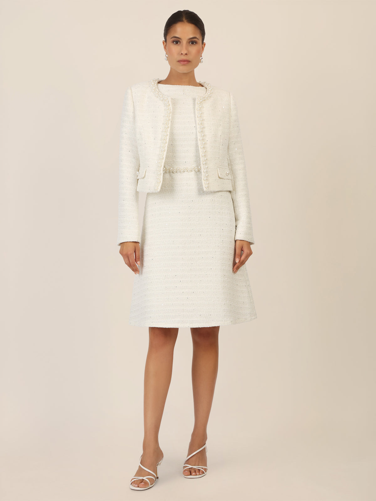 APART Bloucléblazer mit kleinen, eingewebten, silberfarbenen Pailletten | creme