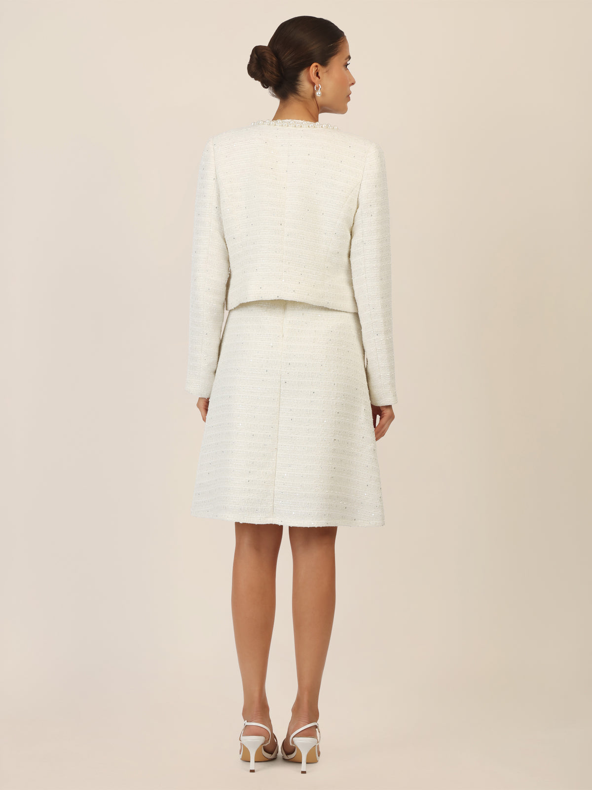 APART Bloucléblazer mit kleinen, eingewebten, silberfarbenen Pailletten | creme