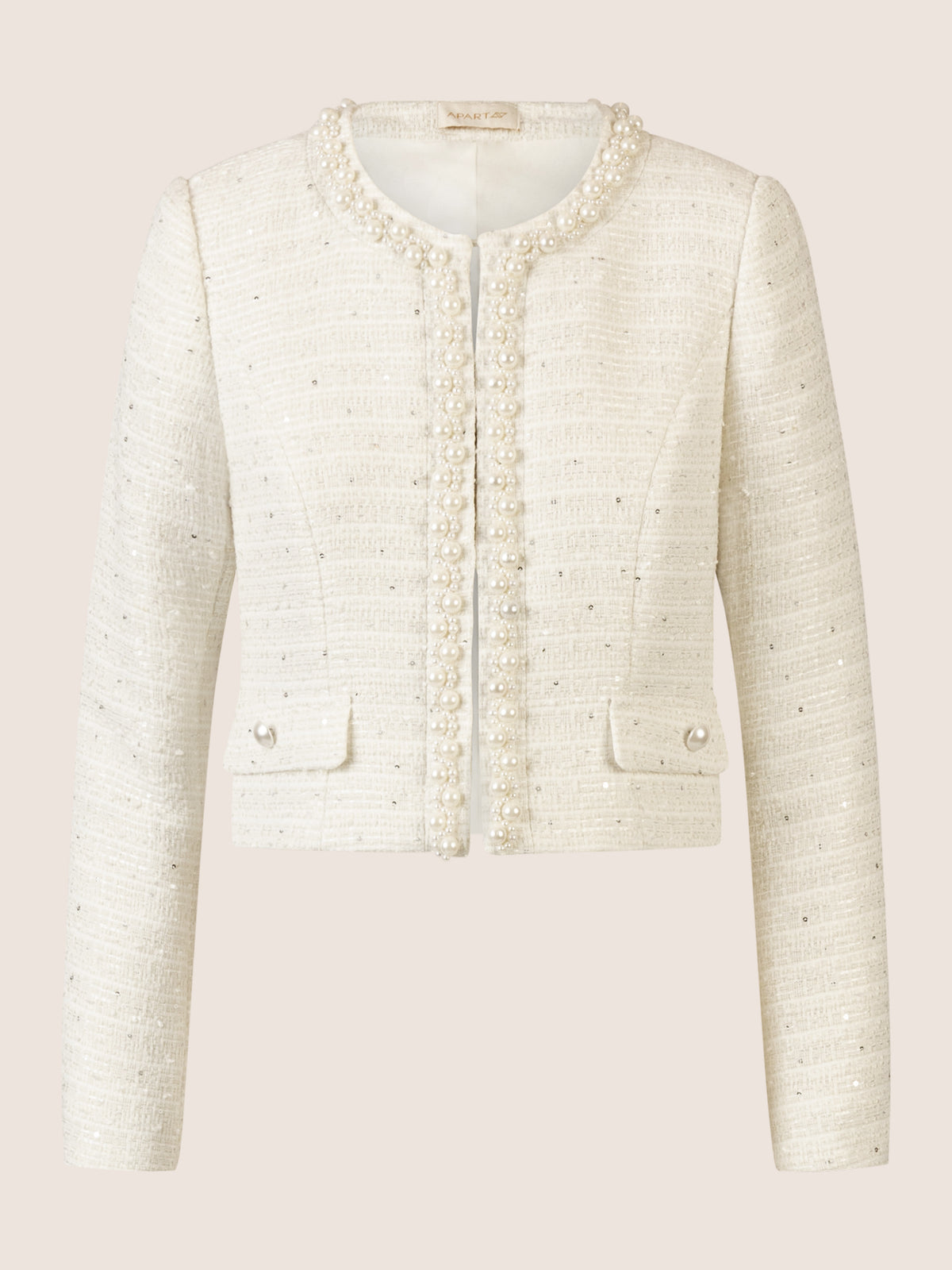 APART Bloucléblazer mit kleinen, eingewebten, silberfarbenen Pailletten | creme