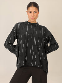 APART Bedruckte Bluse mit allover Print | schwarz-creme